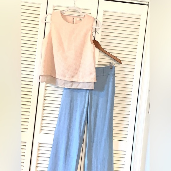 Linen wide leg Trousers Pants light blue Women’s size 2 - Picture 2 of 8